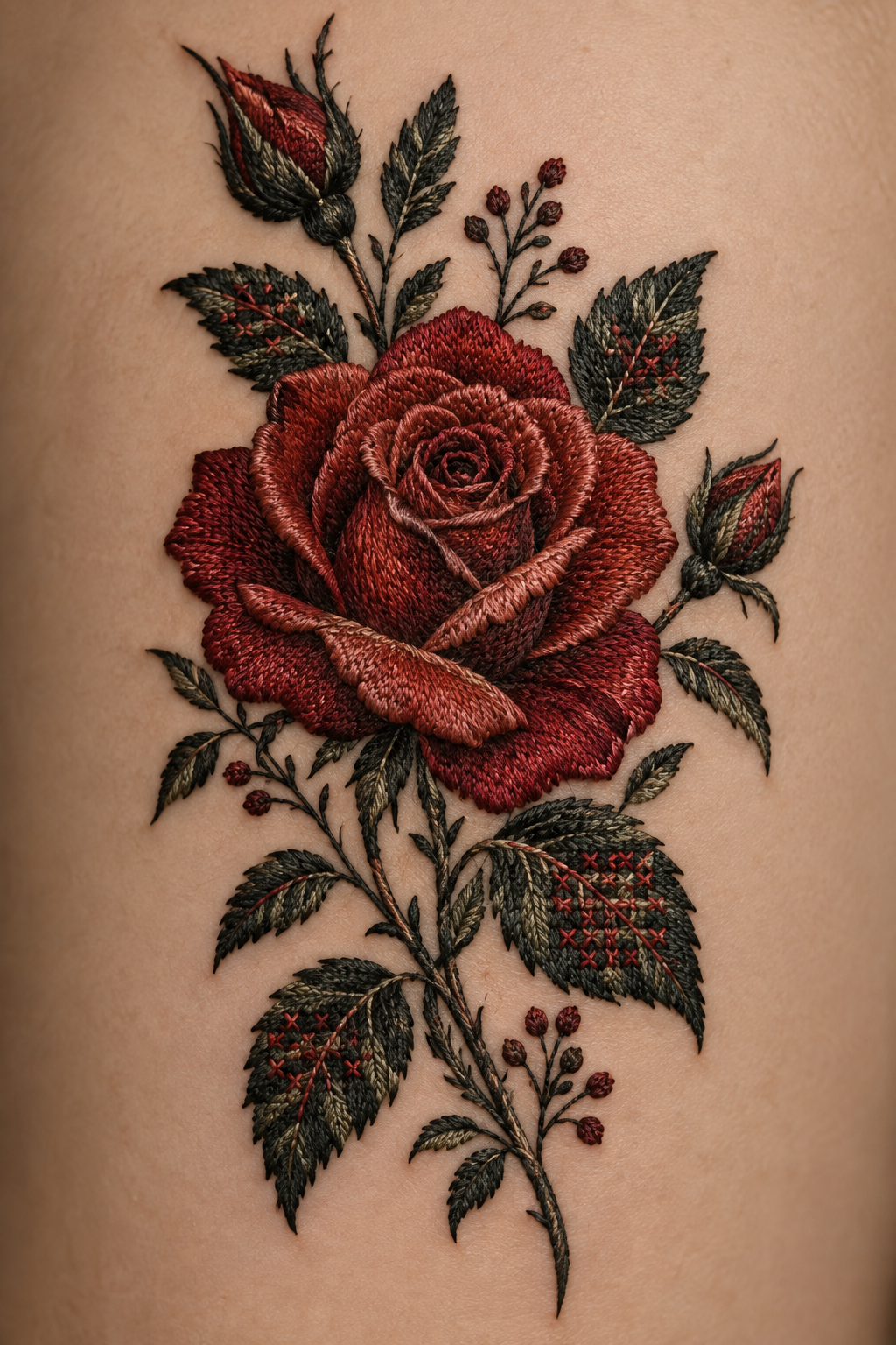 rose tattoo embroidery 4