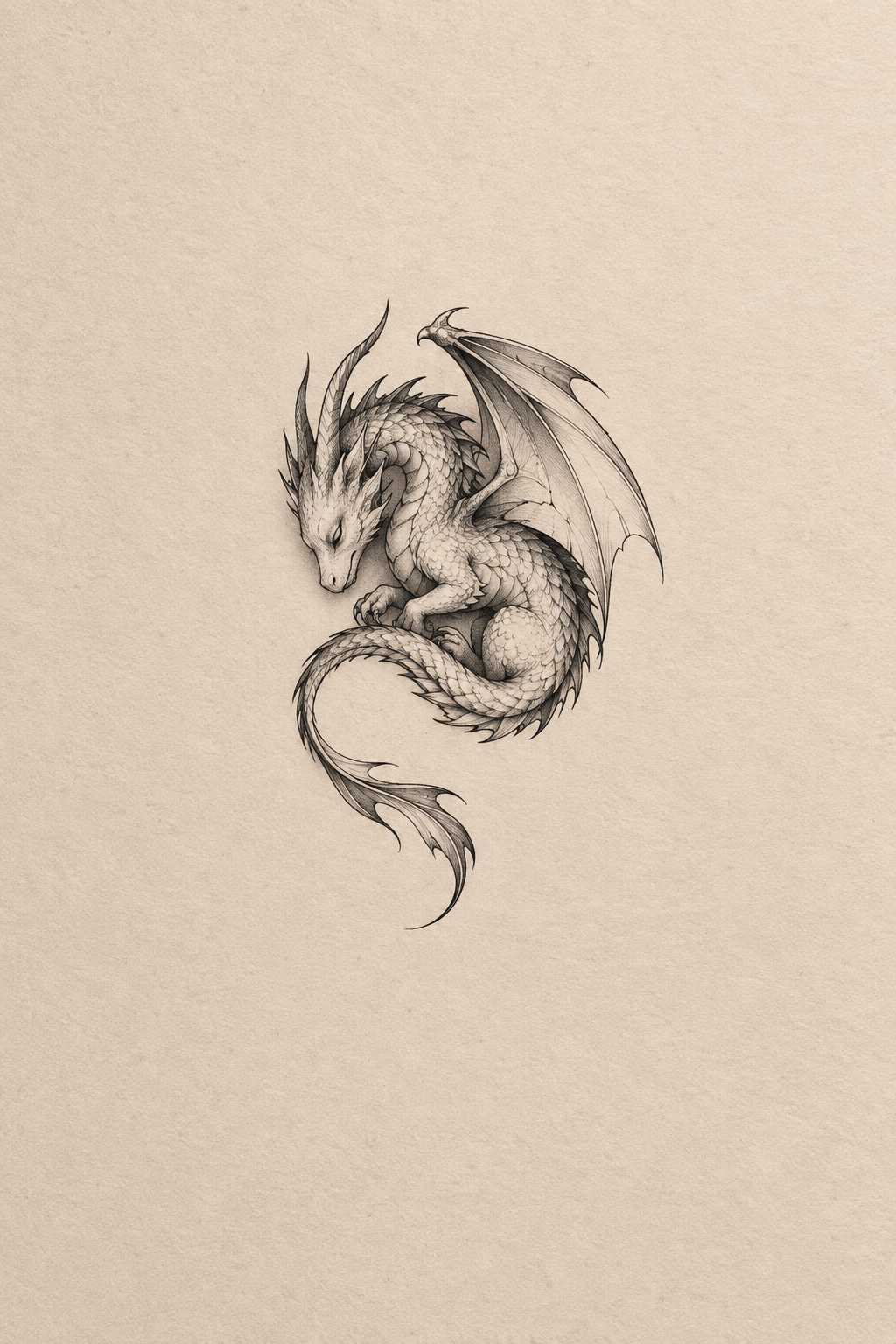 small dragon tattoos: tiny curled dragon