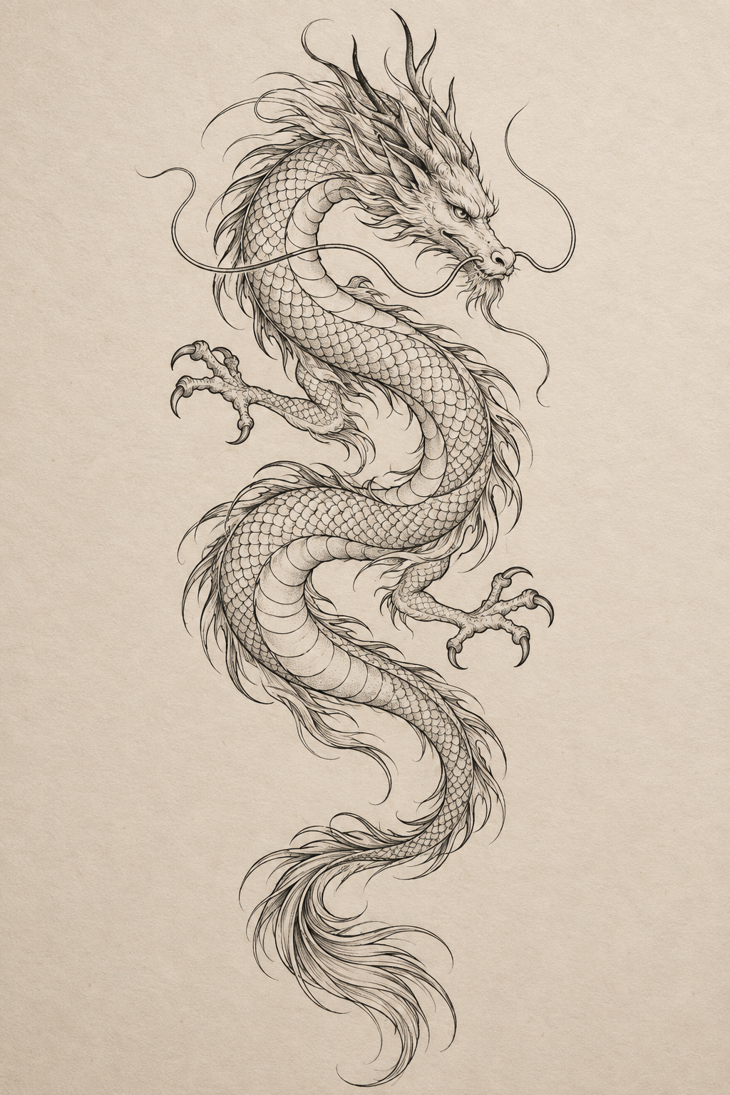 small dragon tattoos: fine-line dragon