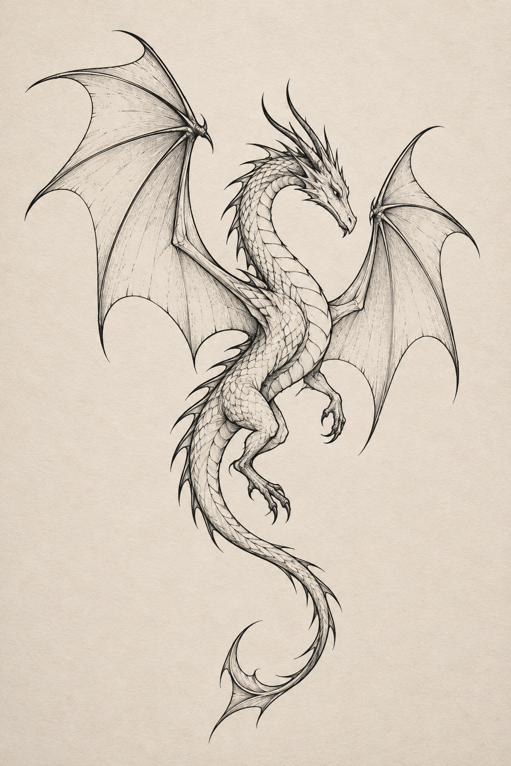 small dragon tattoos: minimal winged dragon