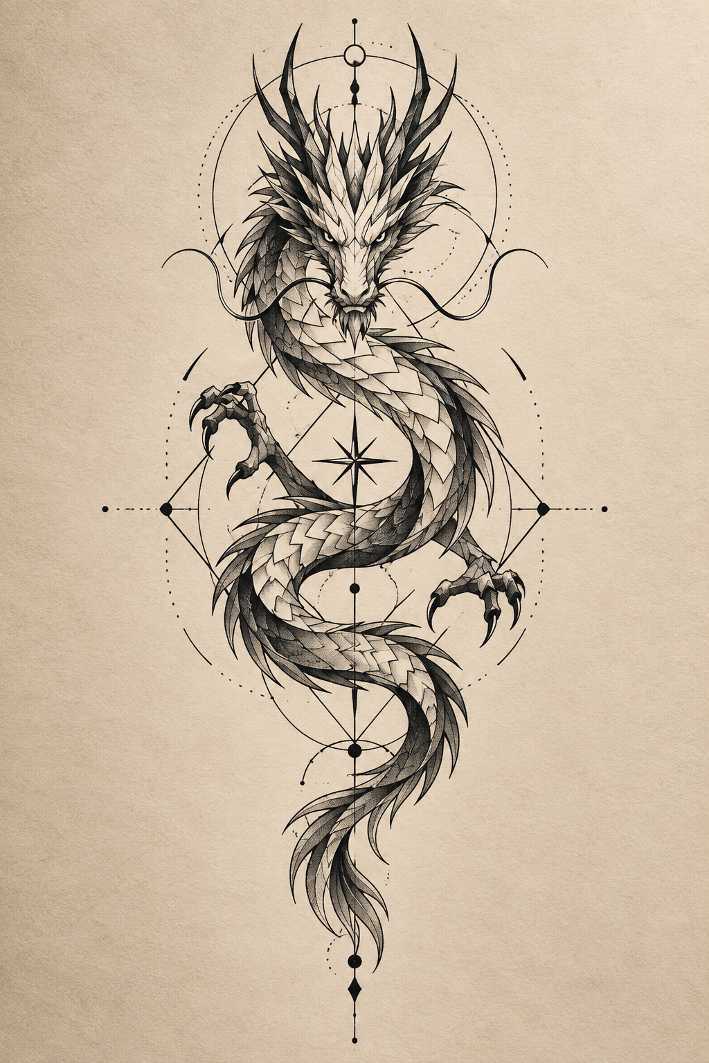 small dragon tattoos: geometric dragon