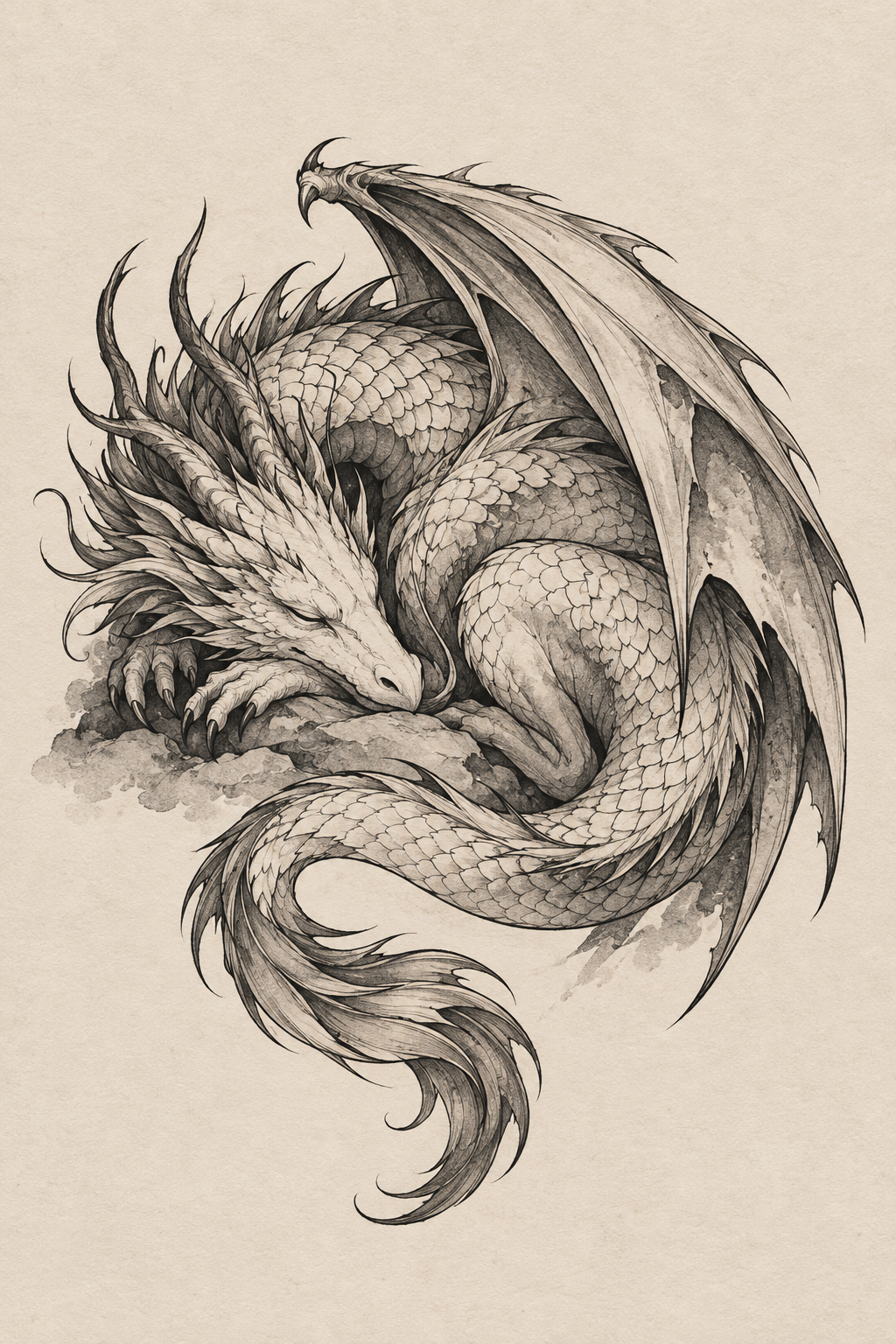 small dragon tattoos: sleeping dragon