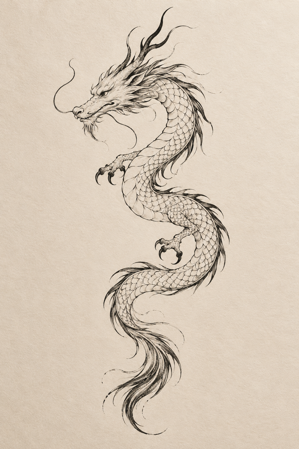 small dragon tattoos: minimal dragon profile