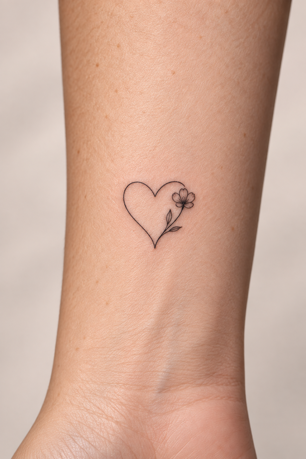 Heart and Flower Combination small heart tattoo idea