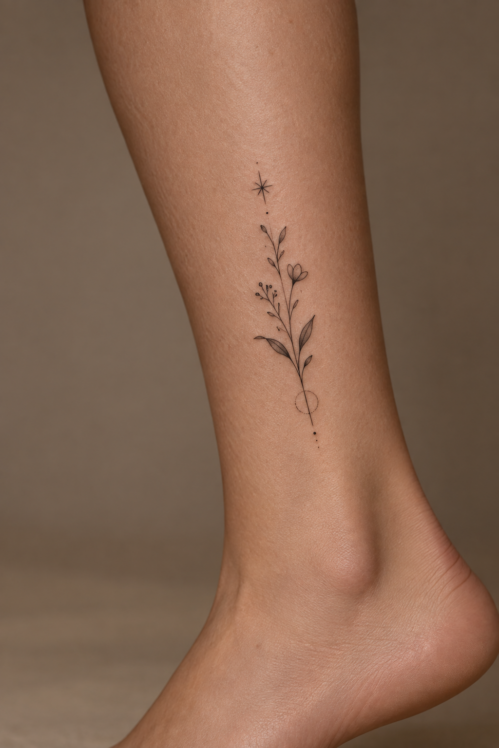Delicate Ankle Symbols small leg tattoo idea