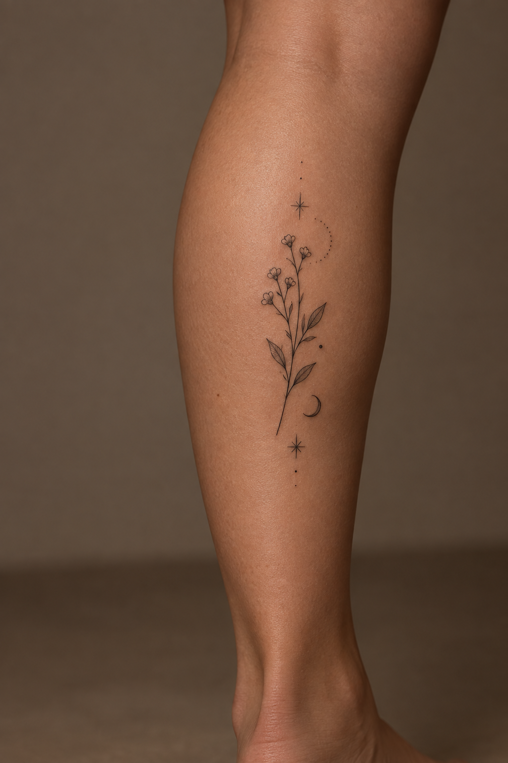 Tiny Geometric Shapes small leg tattoo idea