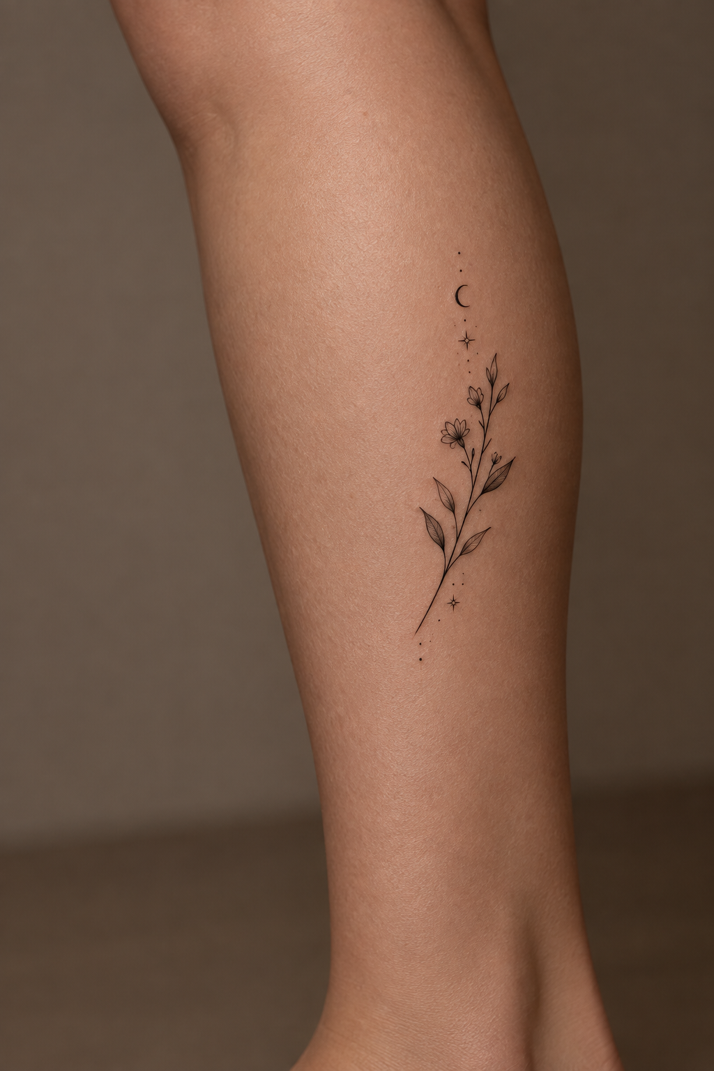 Discreet Initials small leg tattoo idea