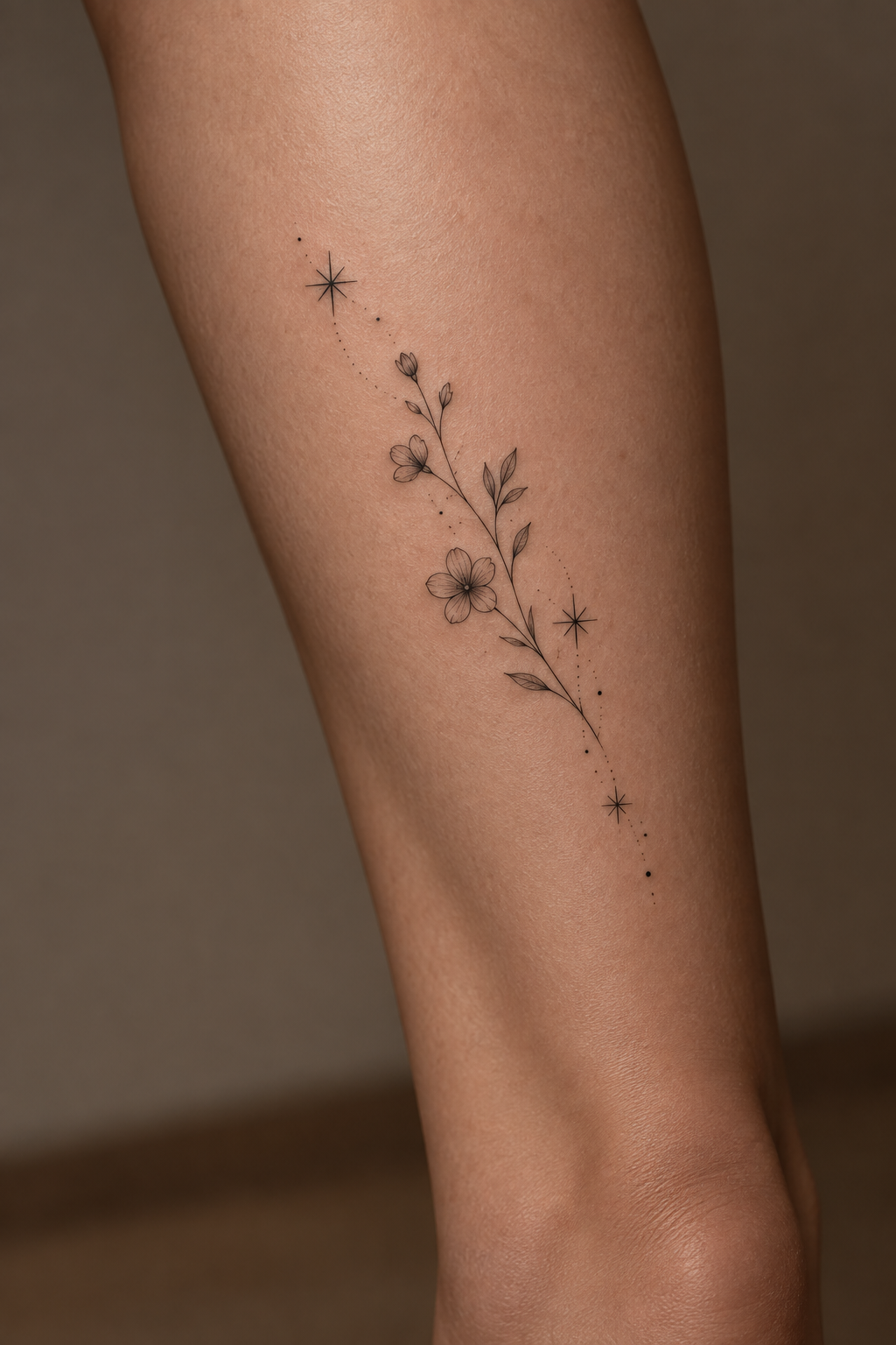 Fine-Line Butterflies small leg tattoo idea