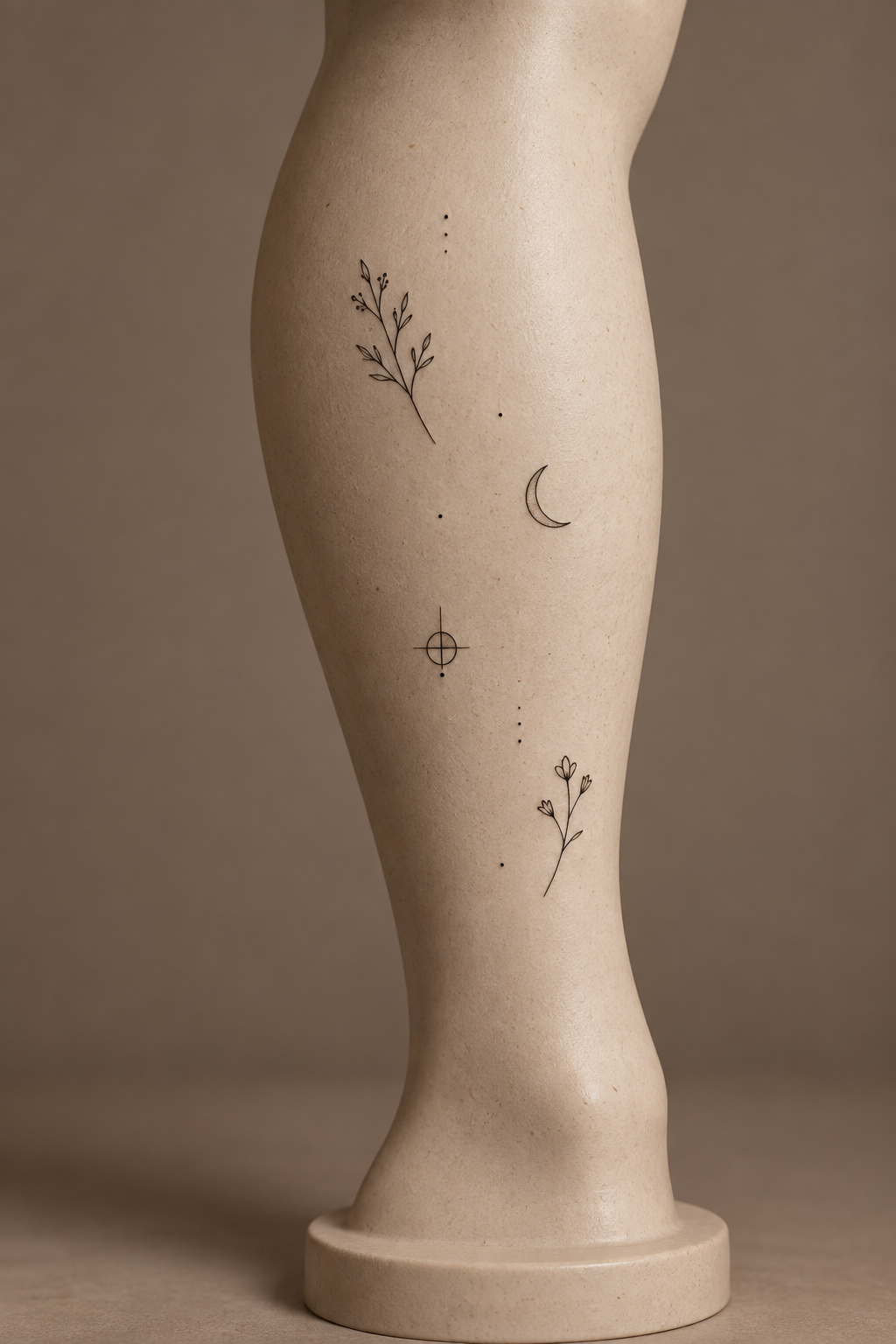 Minimalist Sun Designs small leg tattoo idea