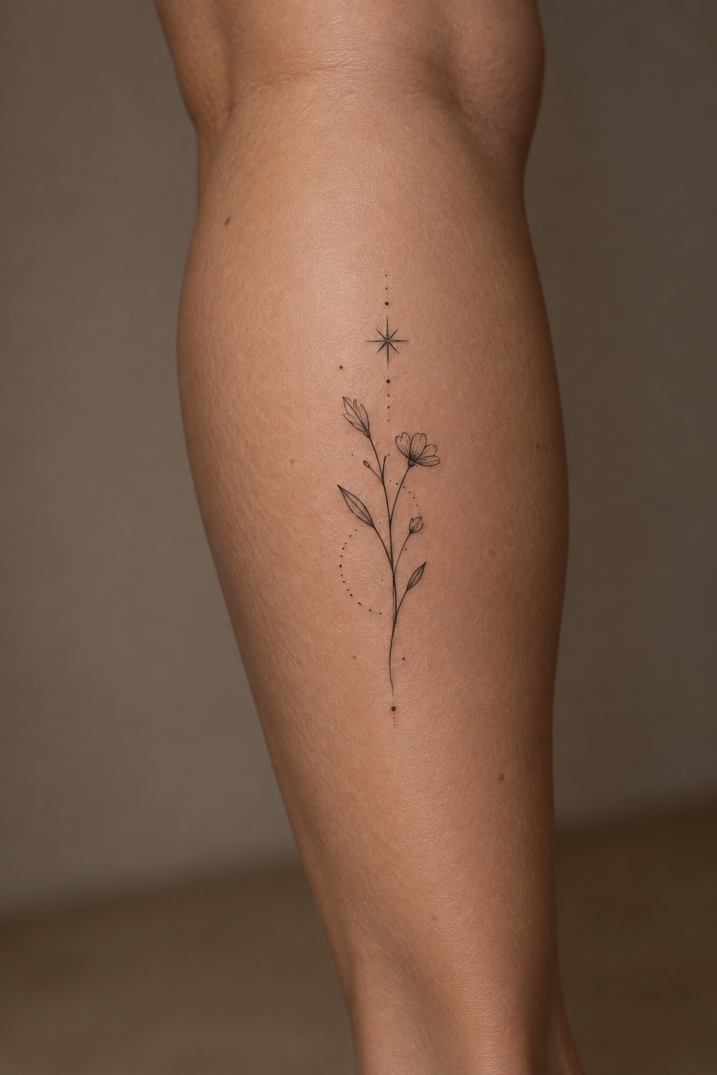 Tiny Abstract Marks small leg tattoo idea