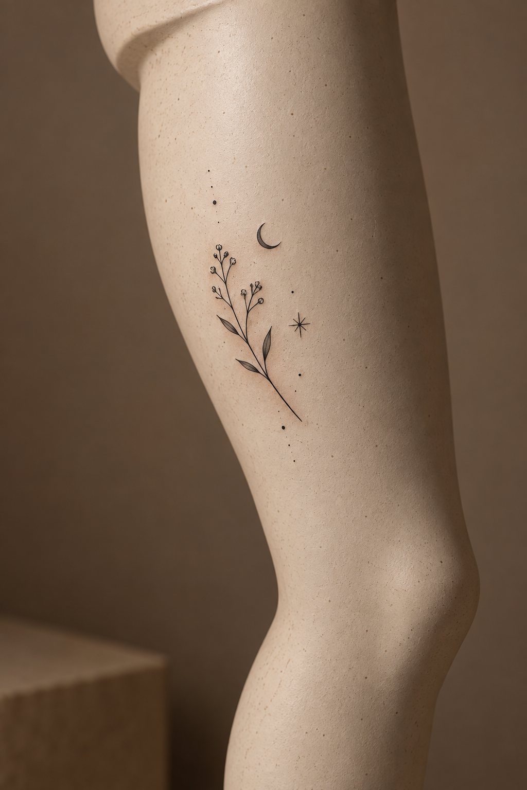 Simple Keepsake Symbols small leg tattoo idea