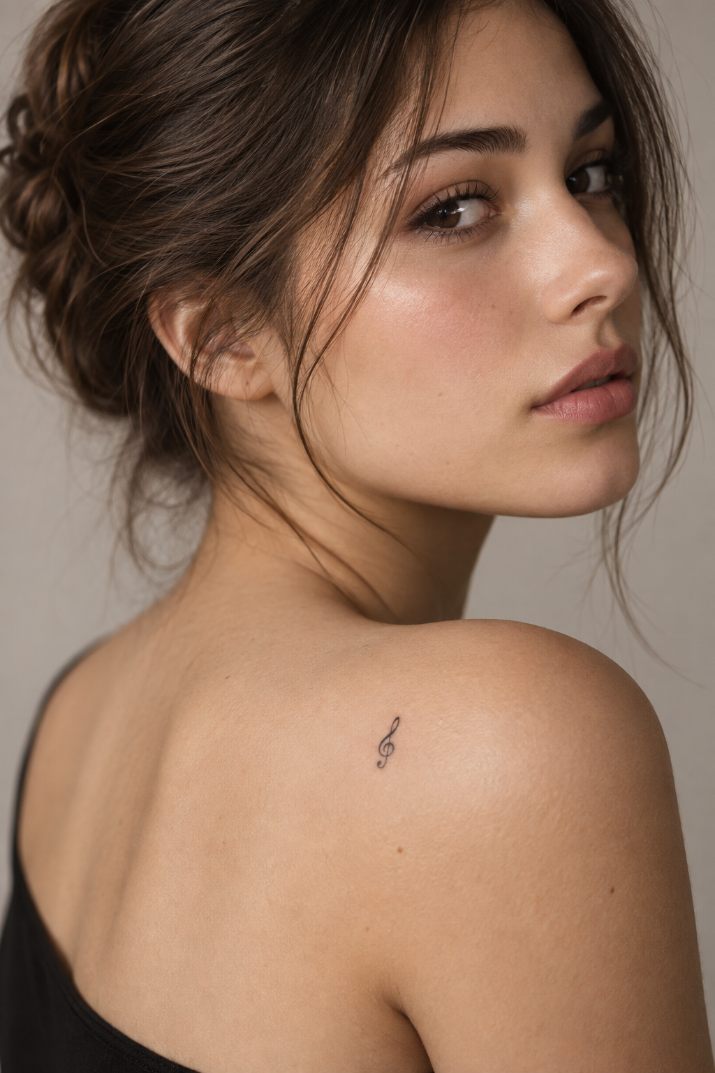 Tiny Treble Clef small music tattoo idea