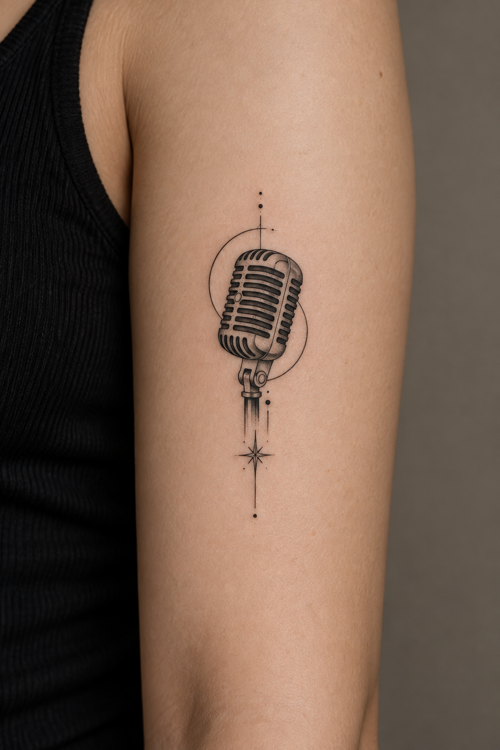 Vintage Microphone small music tattoo idea