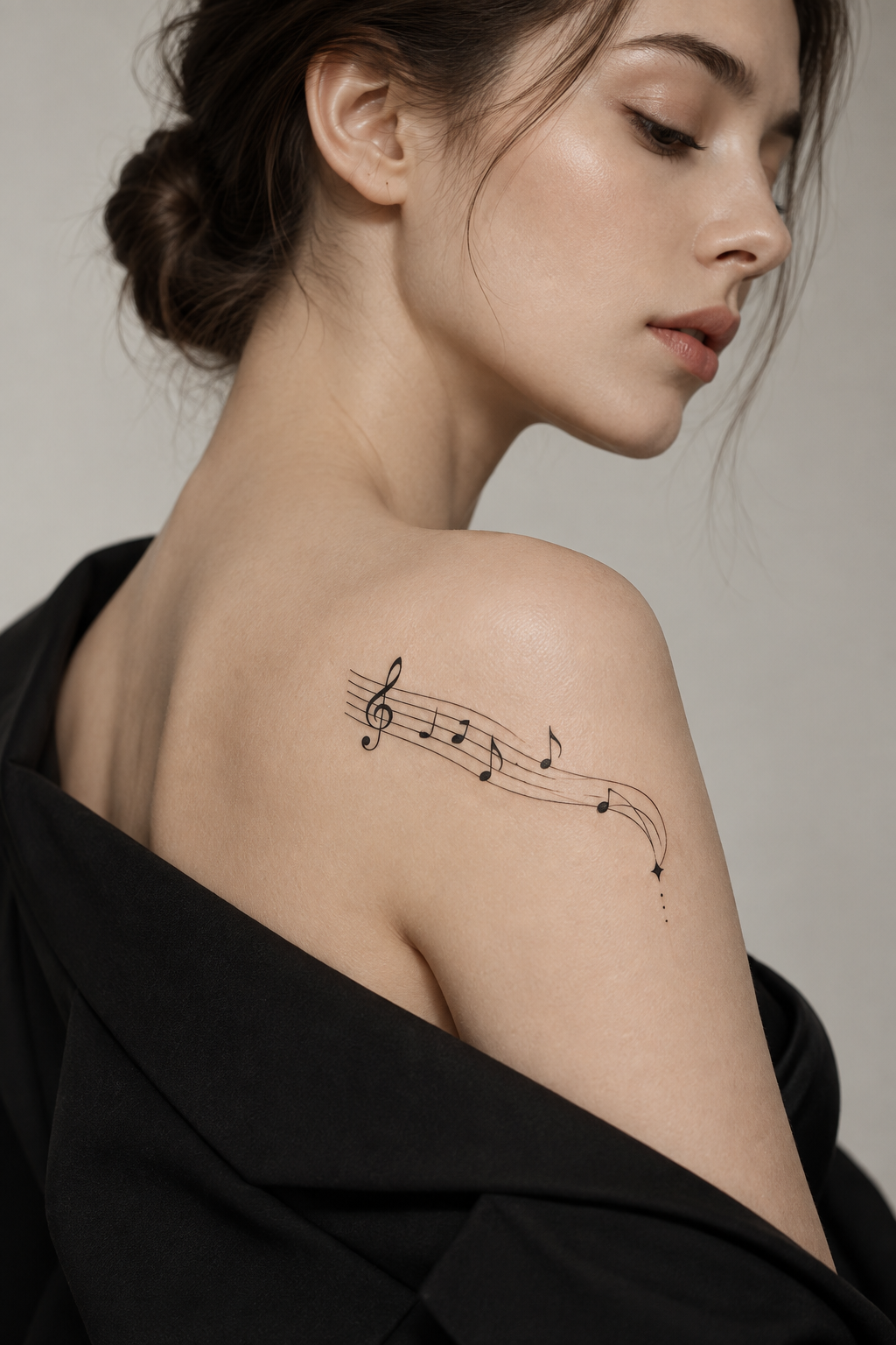 Musical Staff with Notes small music tattoo idea