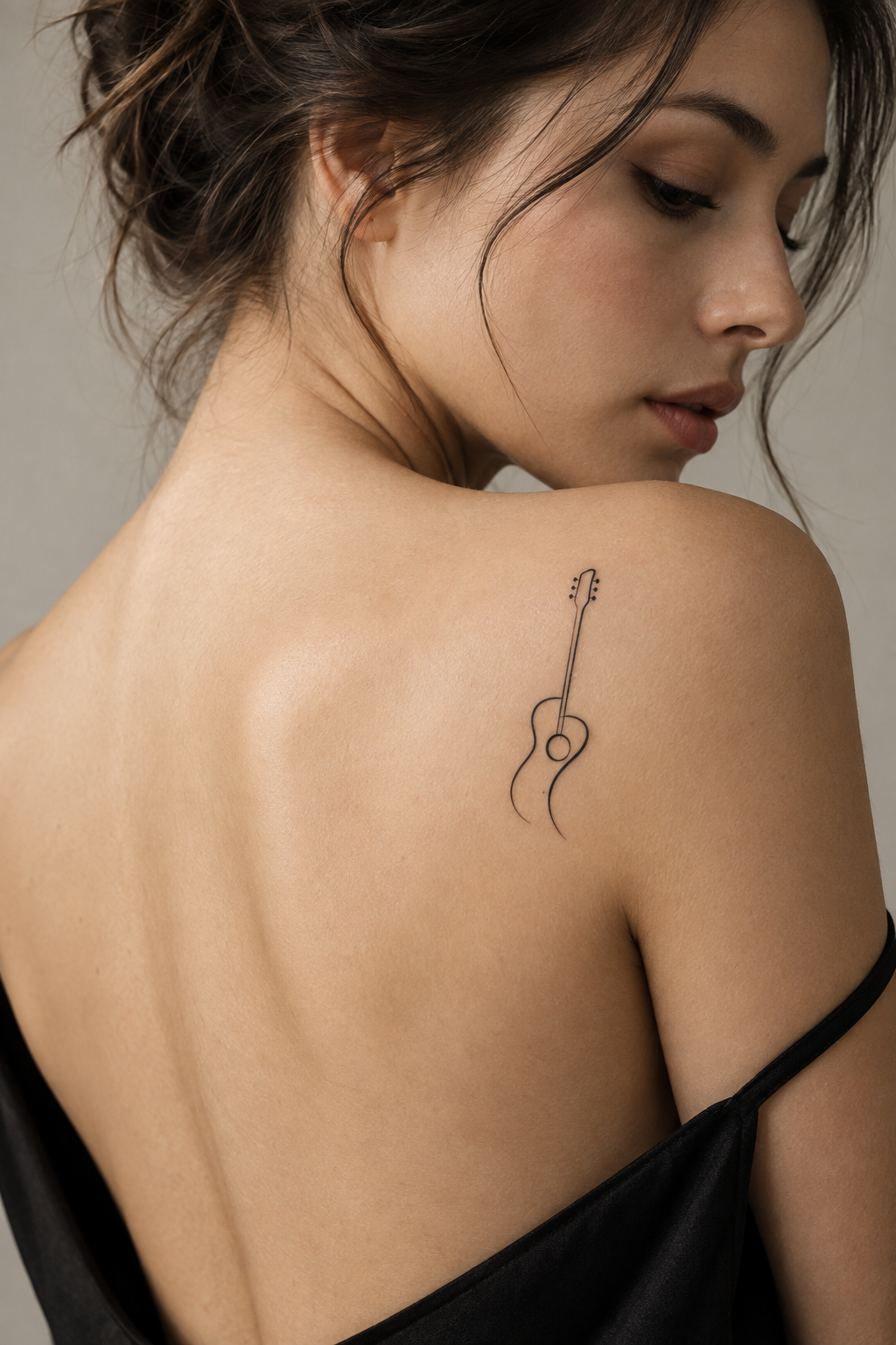 Guitar Silhouette small music tattoo idea