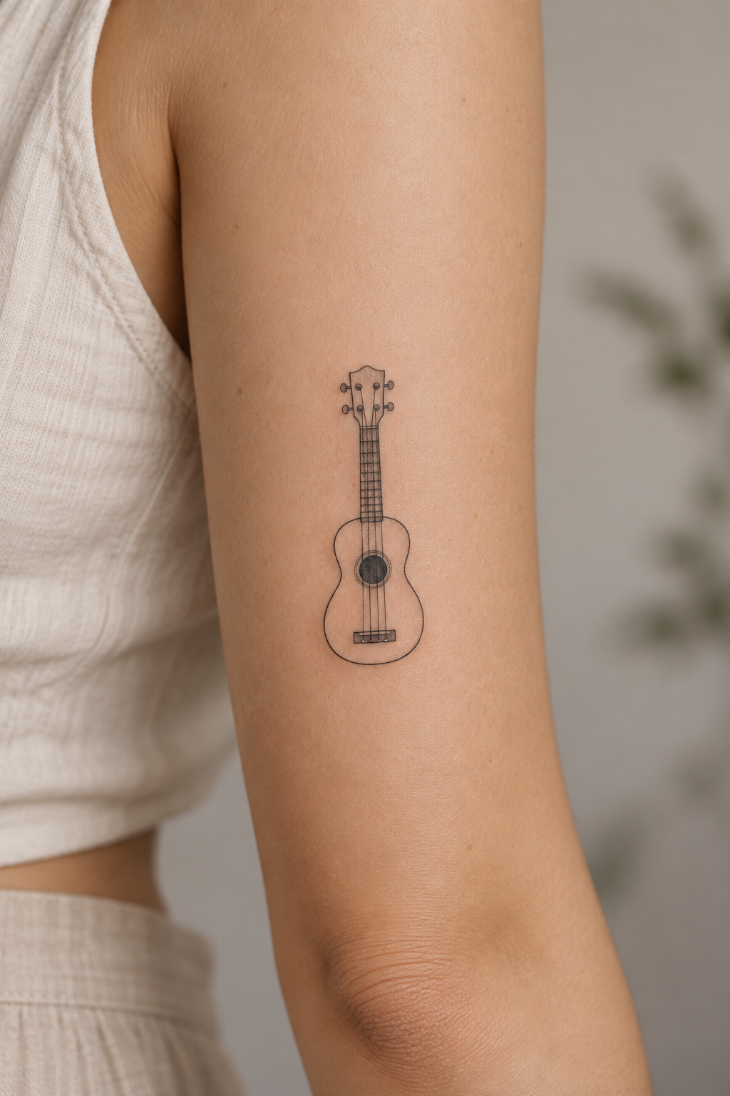 Ukulele Outline small music tattoo idea
