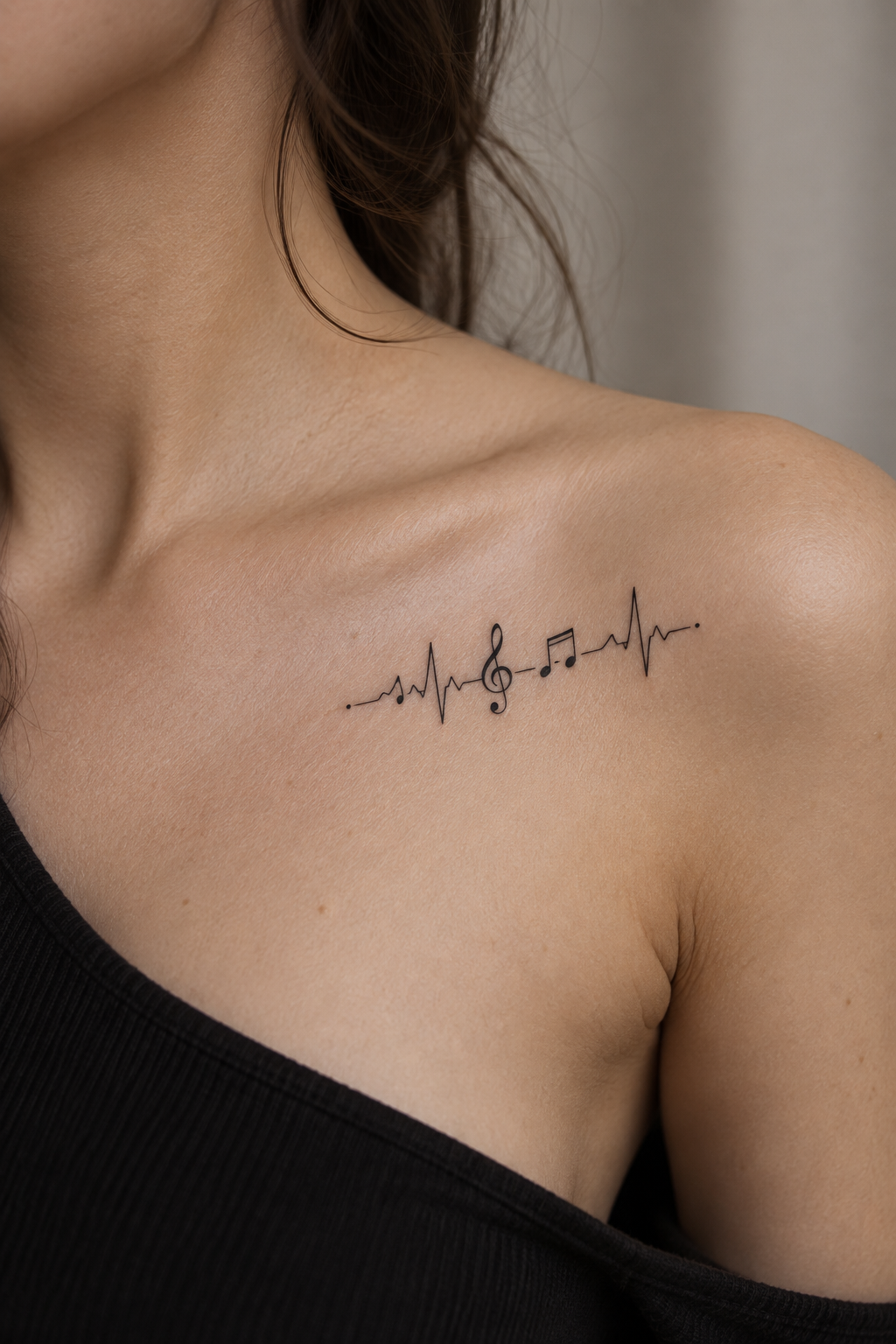 Musical Heartbeat small music tattoo idea