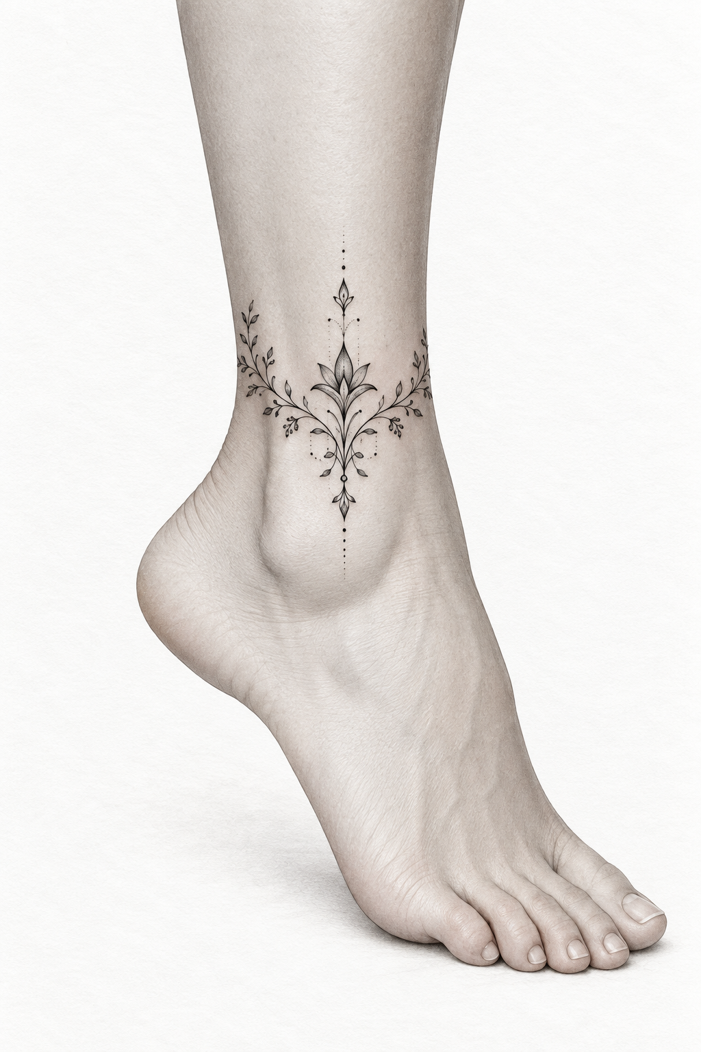 small ornamental ink idea small ankle tattoo idea