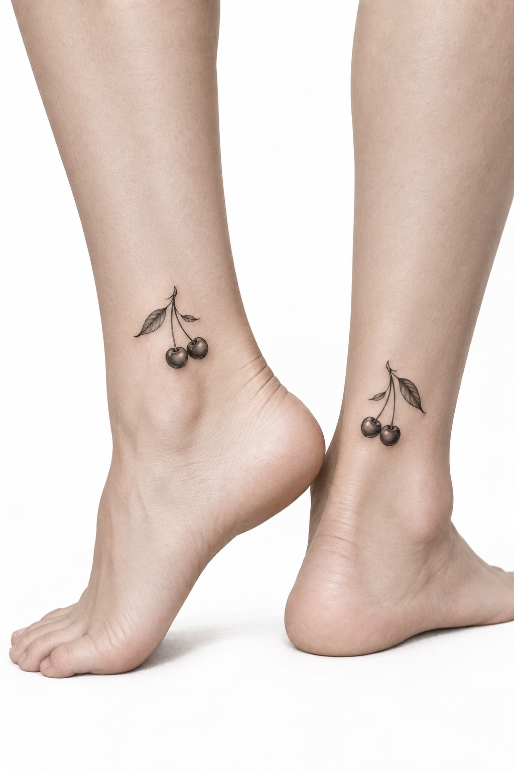 matching small cherry ankle tattoo small ankle tattoo idea
