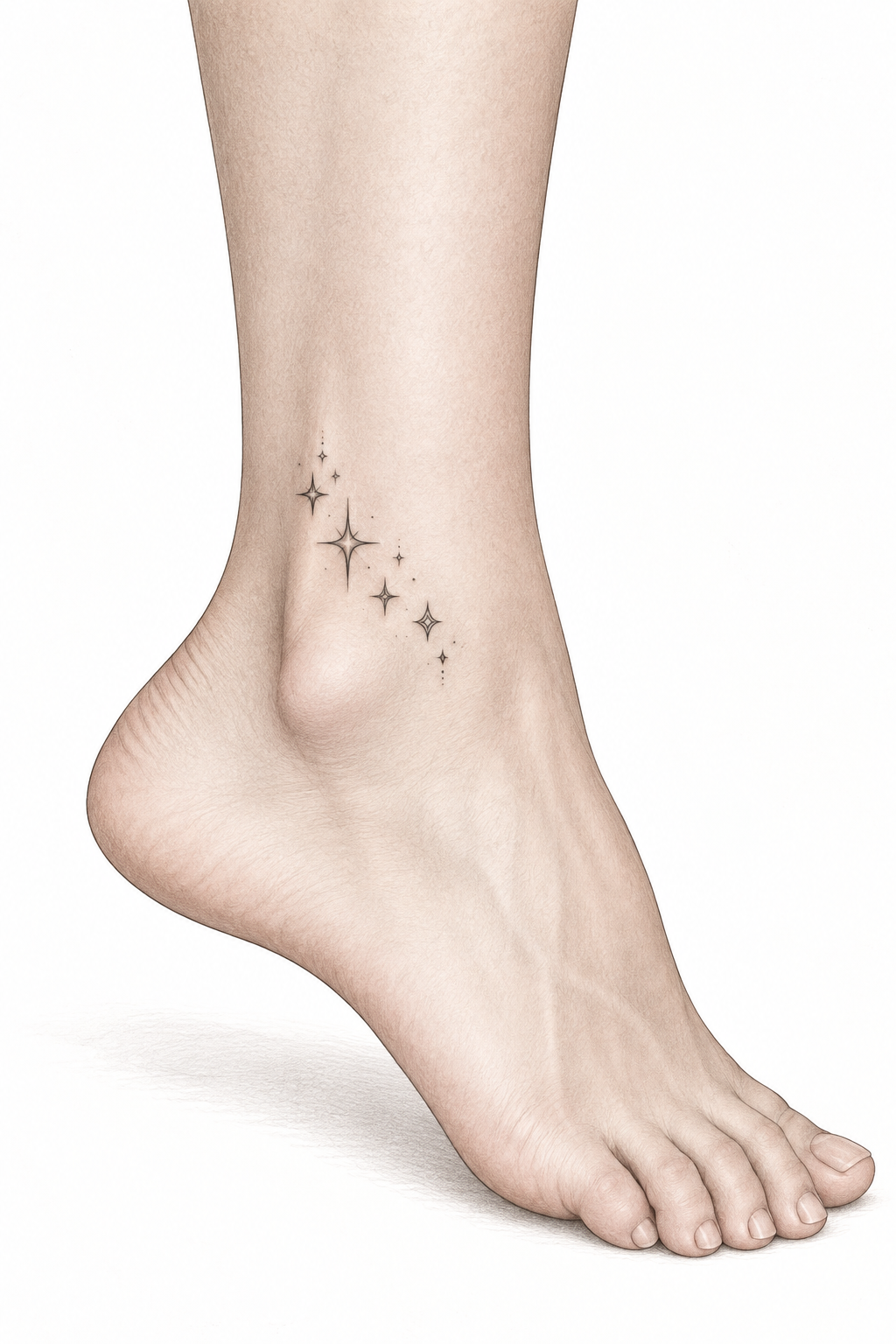 sparkle cluster ankle tattoo small ankle tattoo idea