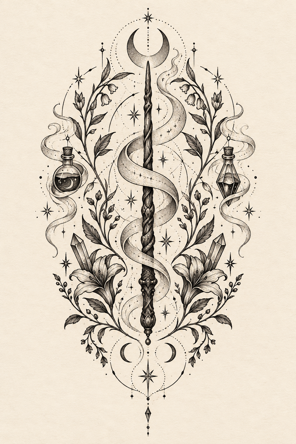 Wand and Spell Harry Potter tattoo idea