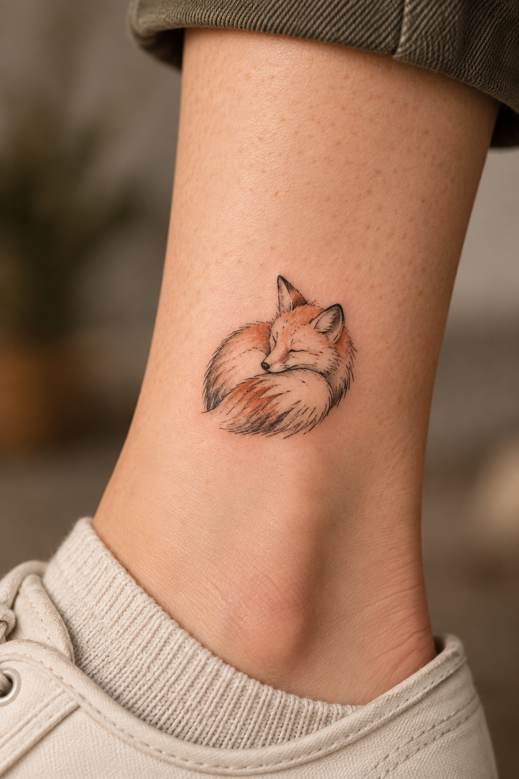 Sleeping Fox Tattoo tiny fox tattoo idea