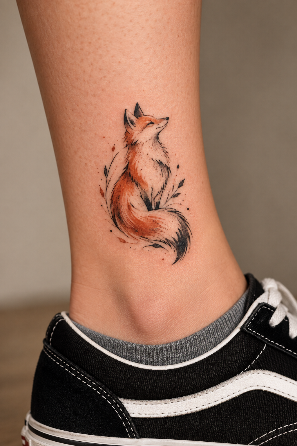 Fox Graphic Ink Design tiny fox tattoo idea