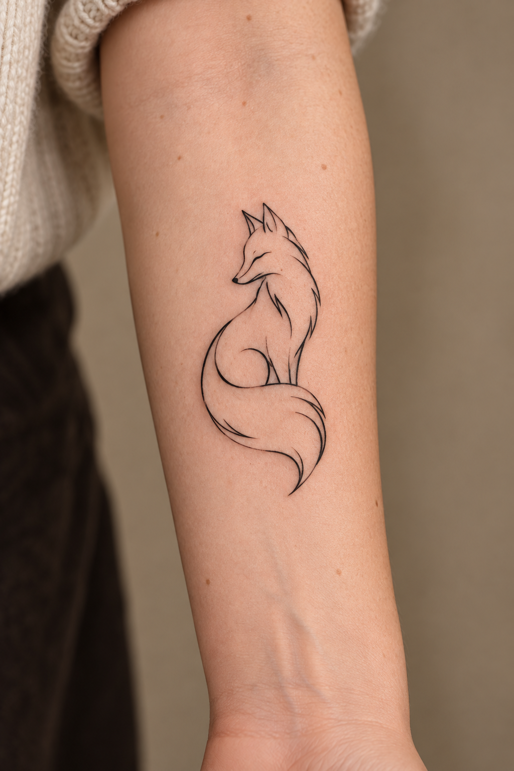 Single-Line Fox Tattoo tiny fox tattoo idea