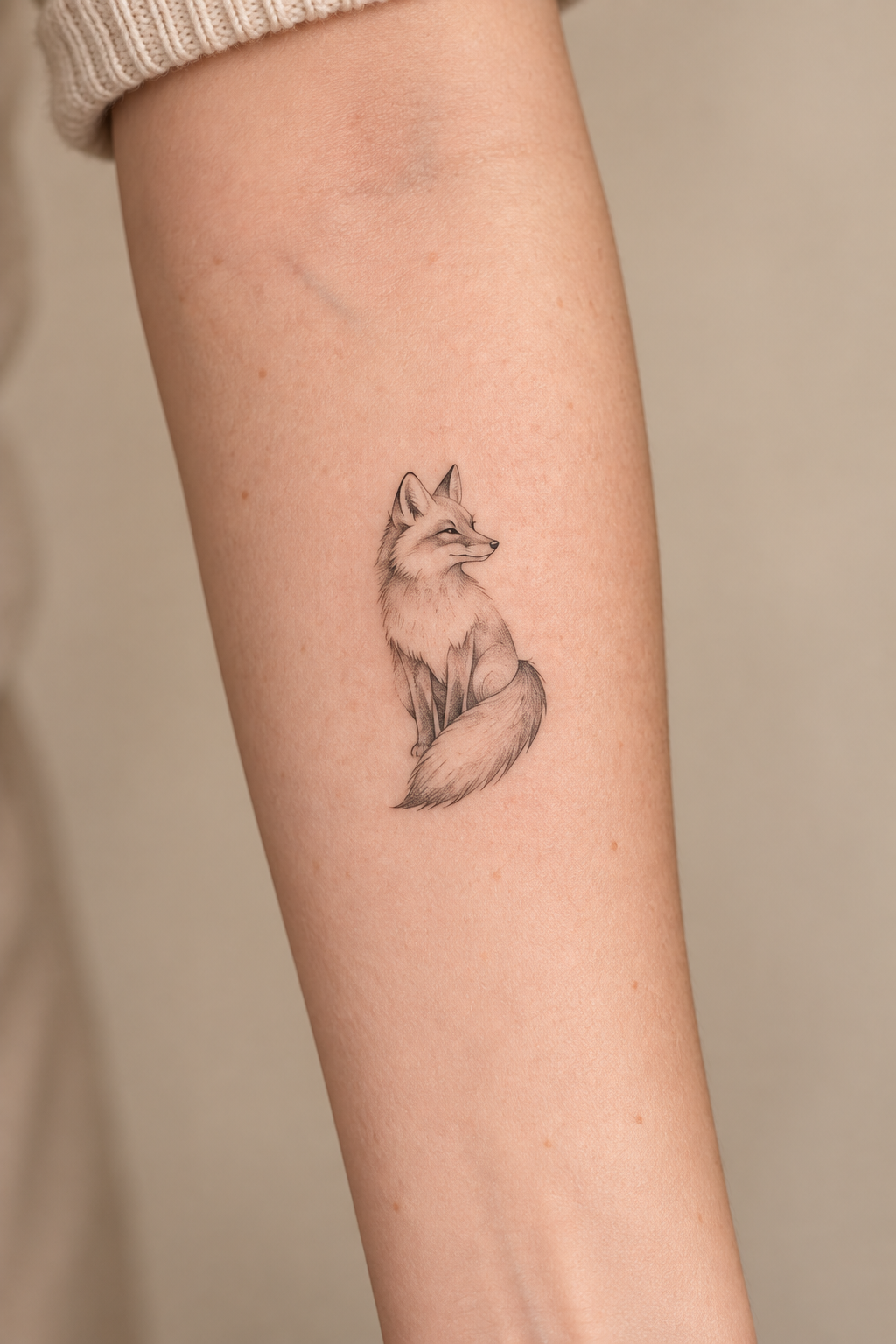 Fine-Line Tiny Fox Tattoos tiny fox tattoo idea