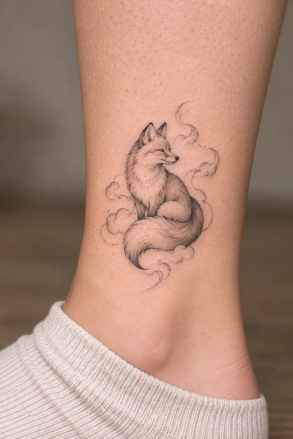 Fox and Cloud Tattoos tiny fox tattoo idea