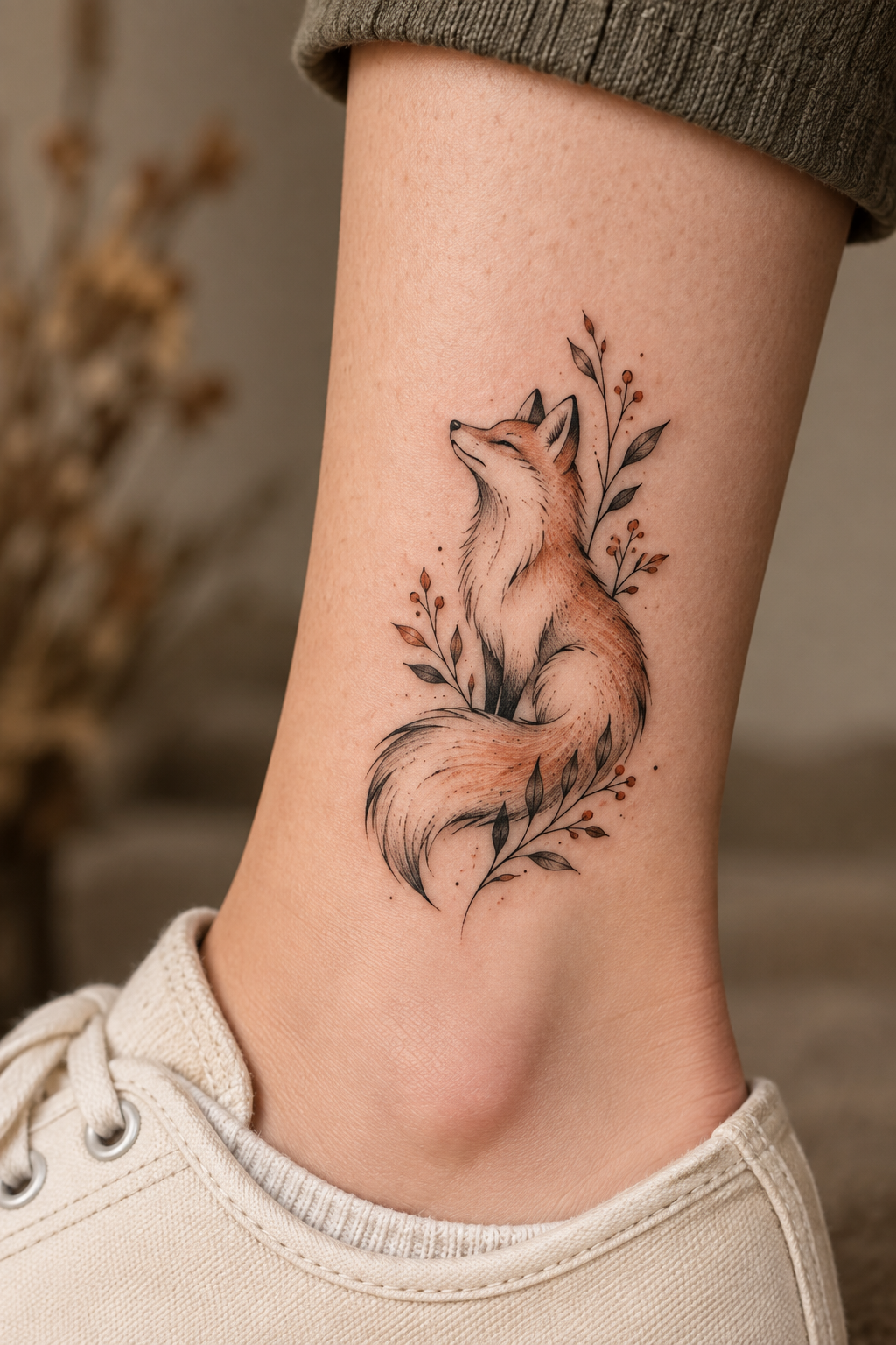 Nature-Inspired Fox Design tiny fox tattoo idea
