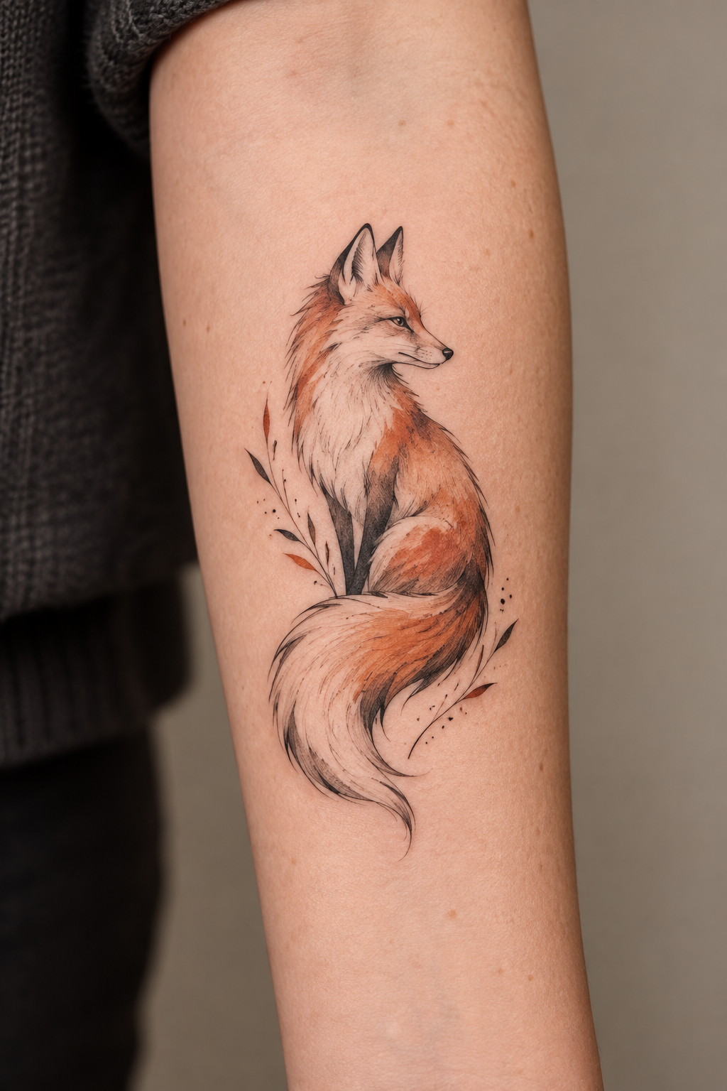 Fox with Name Tattoos tiny fox tattoo idea