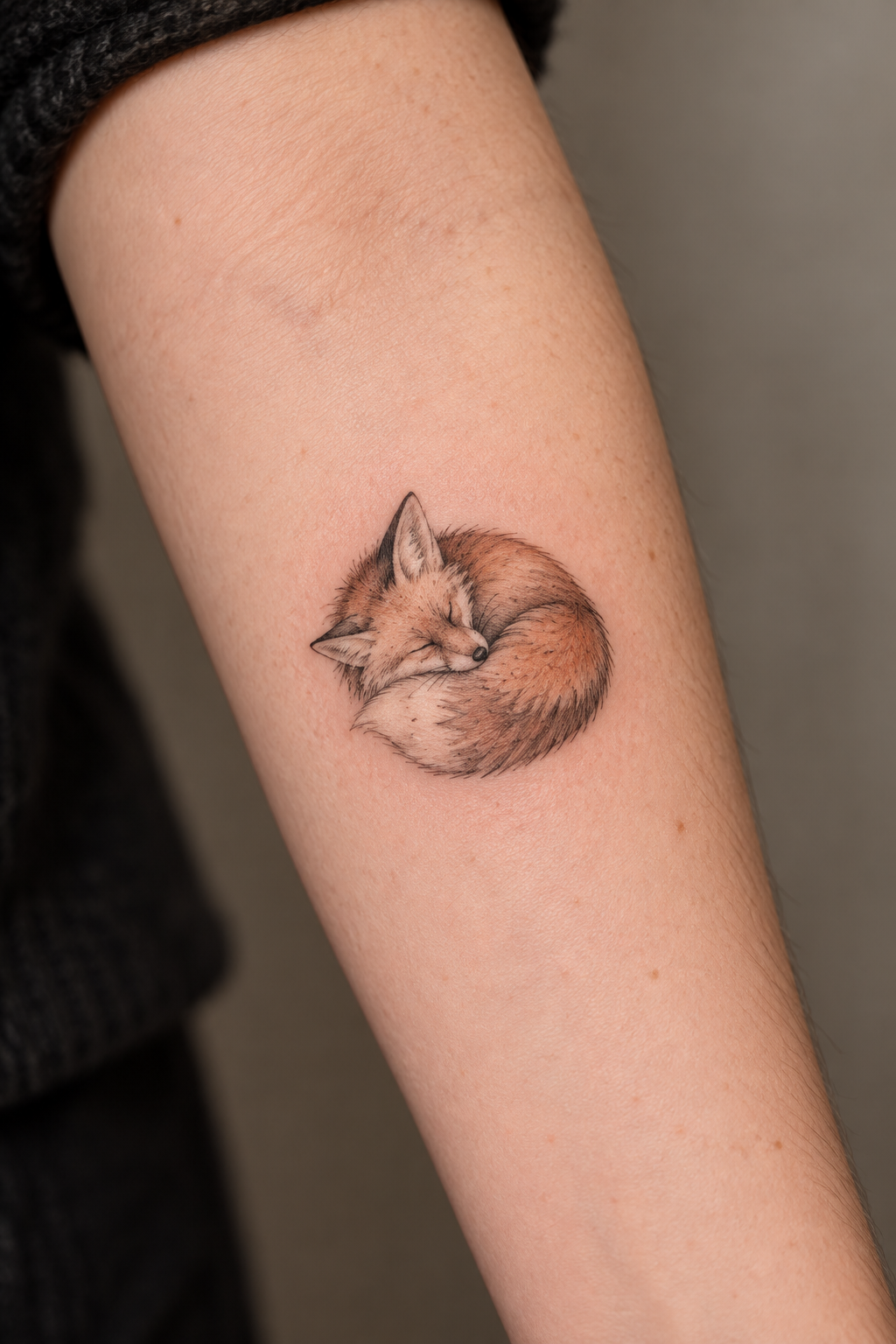 Sleeping Fox tiny fox tattoo idea