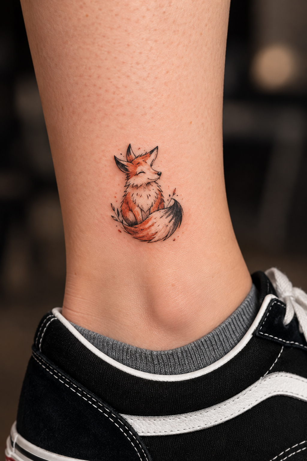 Cartoon Fox tiny fox tattoo idea