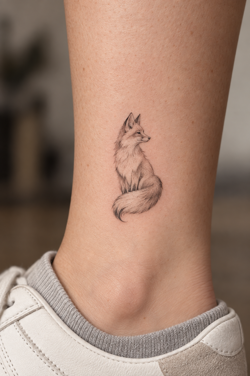 Fine-Line Fox tiny fox tattoo idea