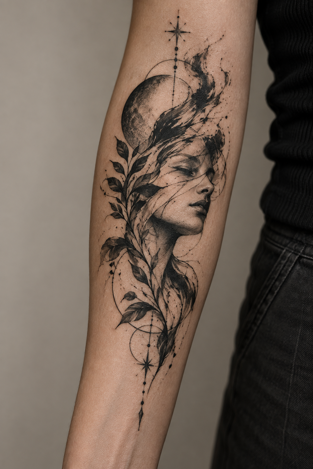 artistic tattoo ideas: painterly brushwork