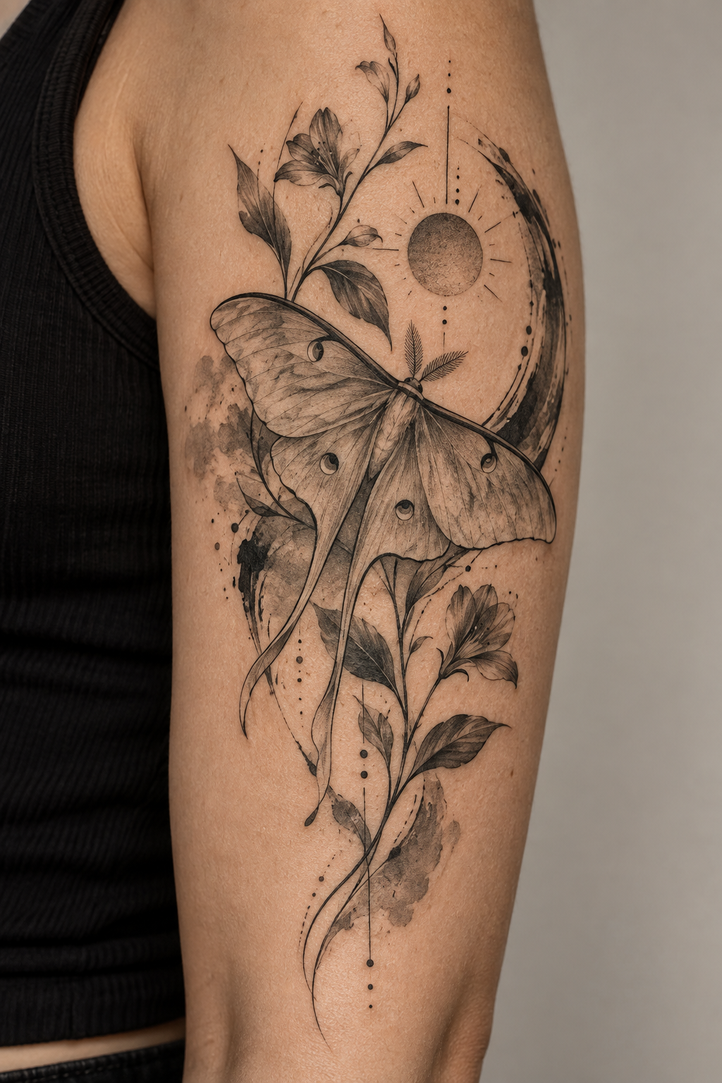 surreal botanical tattoo idea