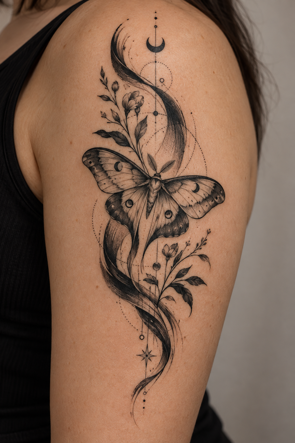 surreal portrait tattoo idea