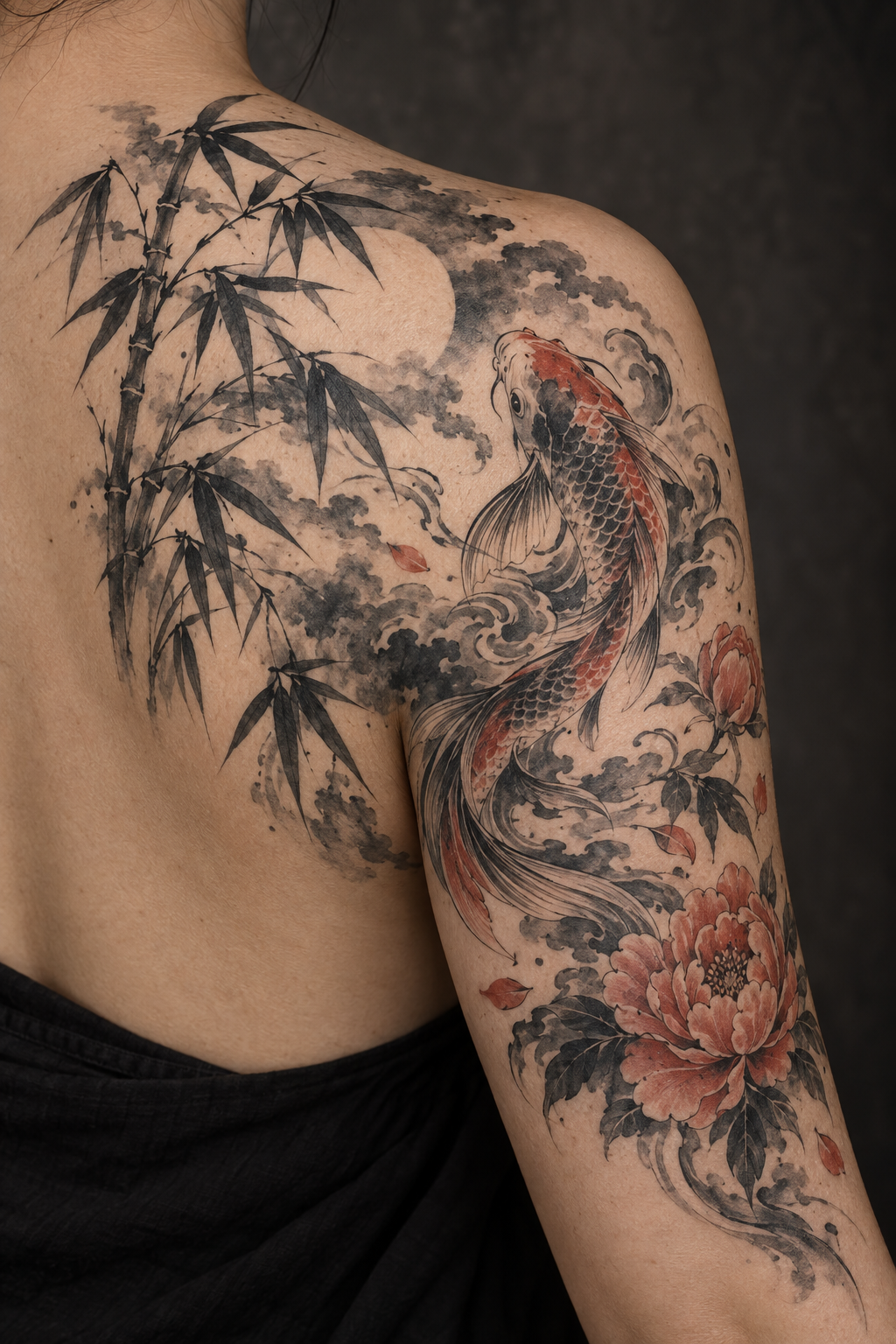 Peony Chinese art tattoo idea