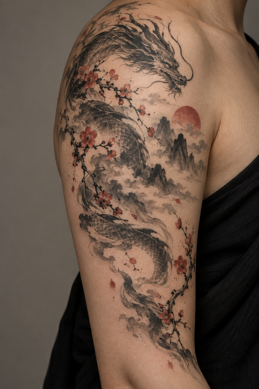 Pagoda Chinese art tattoo idea