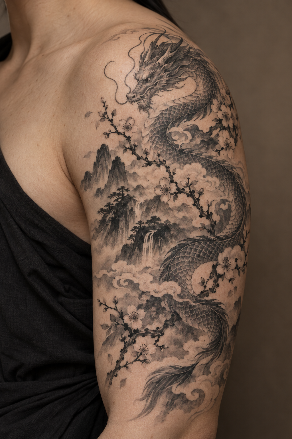 Red Sun Chinese art tattoo idea