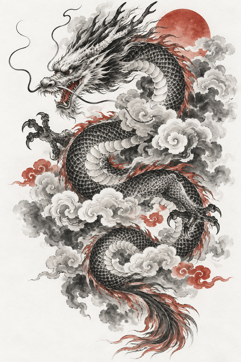 Dragon and Cloud Chinese art tattoo idea