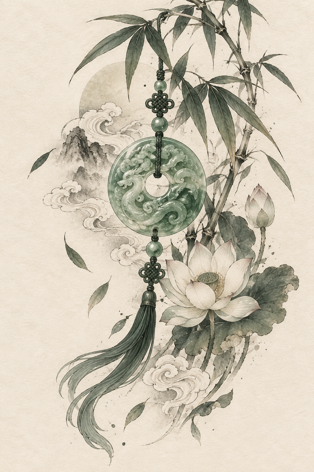 Jade-Inspired Accent Chinese art tattoo idea
