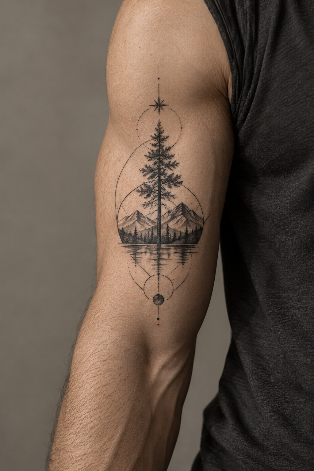Lion portrait meaningful inner bicep tattoos for men idea