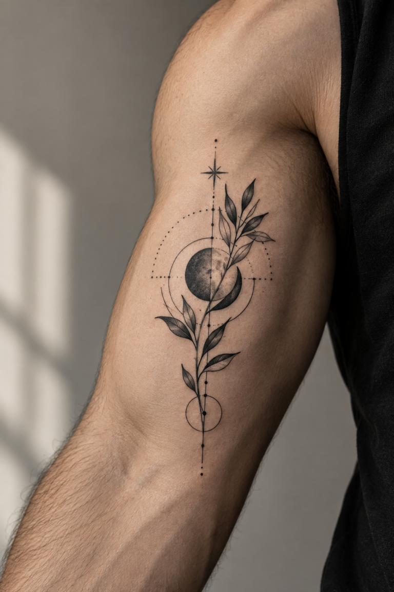 meaningful inner bicep tattoo for men