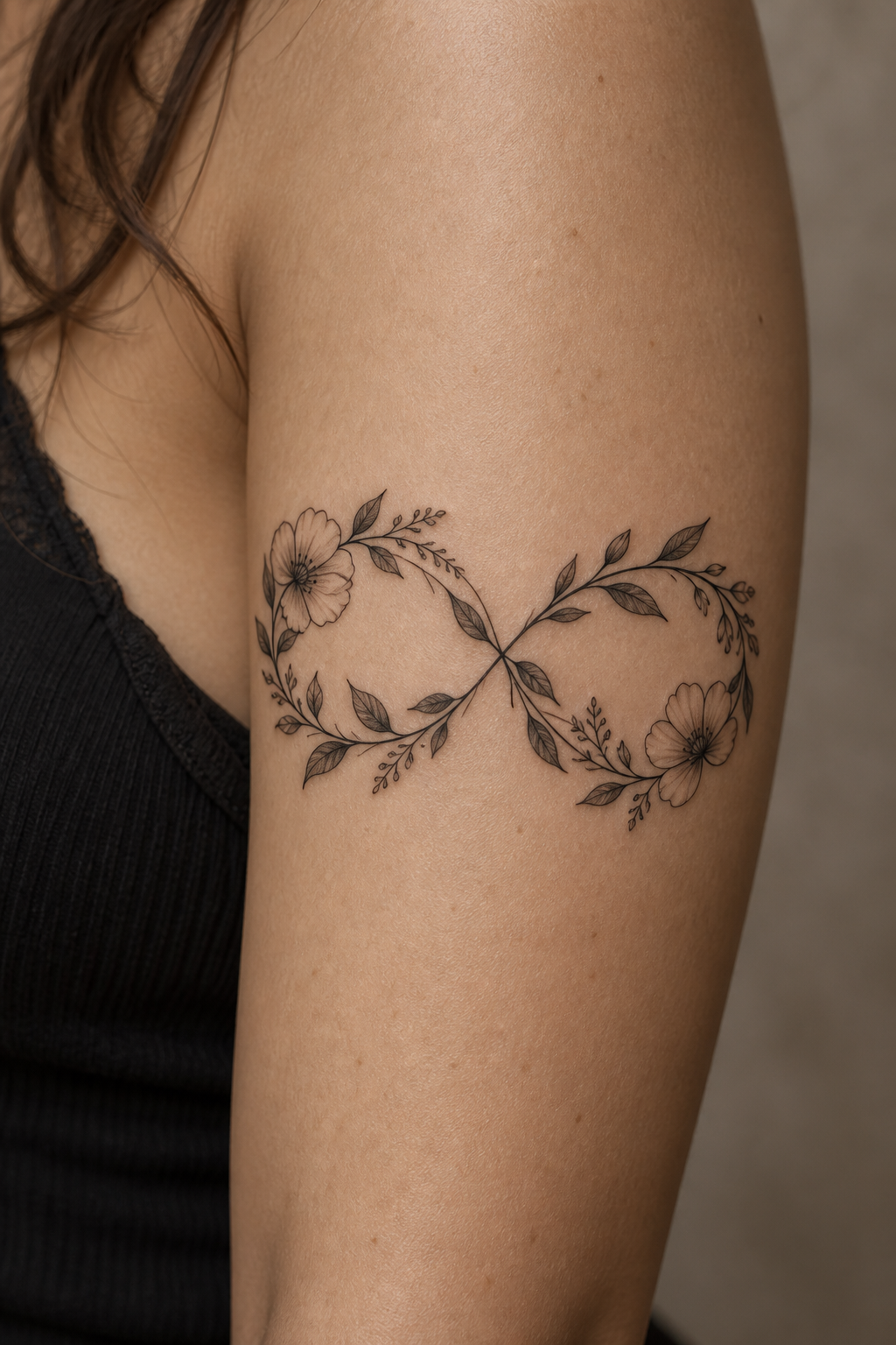 Floral infinity mother daughter tattoo idea
