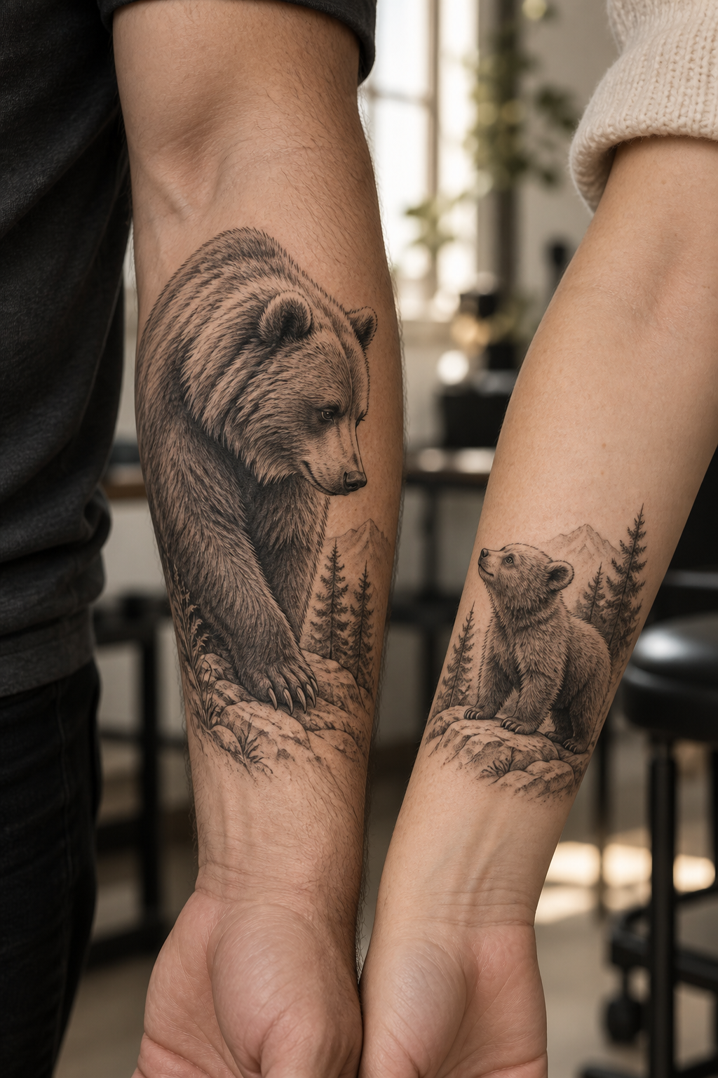 Parent-child animals mother daughter tattoo idea