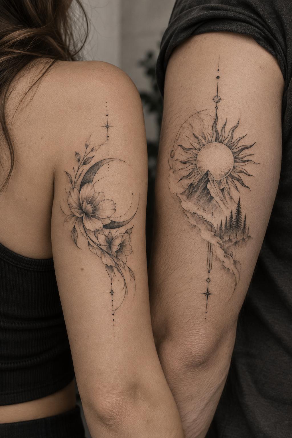 Shared coordinates mother daughter tattoo idea