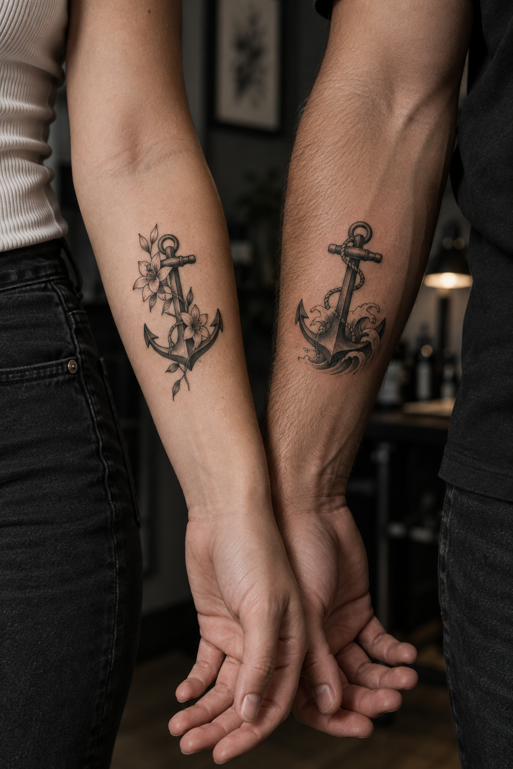 Anchor tattoos mother daughter tattoo idea