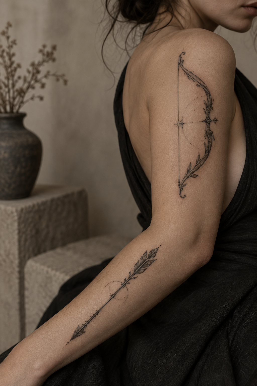 Bow and arrow mother daughter tattoo idea